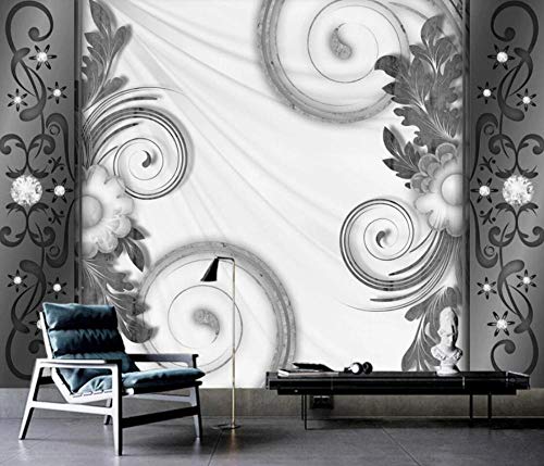 Papel Pintado 3D Diamante Blanco Y Negro Patrón Chino Fotomural 3D Papel Tapiz Moderno Wallpaper
