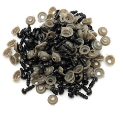 Paquete de 100 ojos de muñeca de plástico, ojos de seguridad negros con 100 arandelas para hacer muñecas, 6, 9, 10, 12 mm (8 mm)
