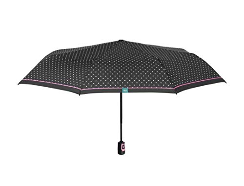 Paraguas mujer mini a/c aut. lunares Perletti - Diámetro apertura: 98 cm - Varillas de fibra de vidrio Tejido microfibra
