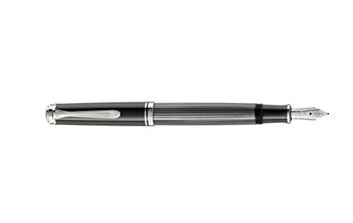 Pelikan M605 Stresemann - Pluma estilográfica superior de pistón (en caja plegable), color negro y gris, color negro-gris antracita Feder EF
