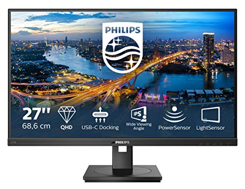 Philips Monitor 276B1 de 68 cm (27 Pulgadas) (QHD, HDMI, DisplayPort, USB-C, RJ45, hub USB, 2560 x 1440, 75 Hz, FreeSync, Tiempo de Respuesta de 4 ms), Color Negro