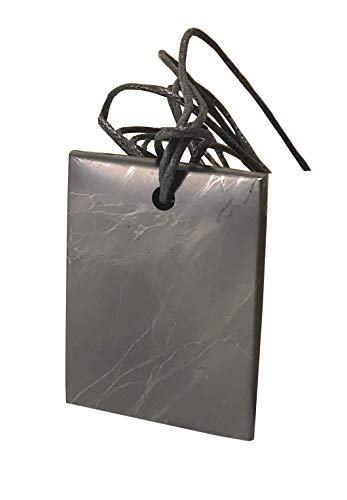 Placa para colgante de shungita, 3 x 2 cm, con cordón de transporte, protección Shunigte Shield, talismán, piedra energética, embalaje ecológico