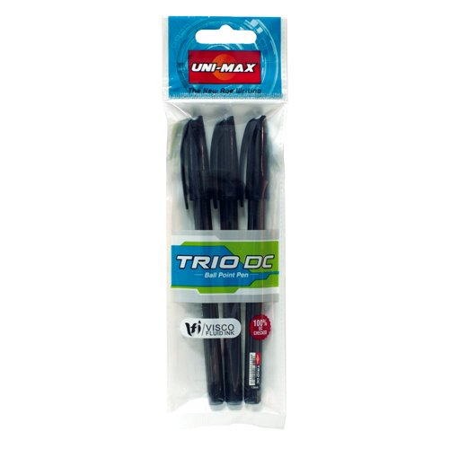 Plus Office Unimax Trio DC - Pack de 3 bolígrafos, color negro