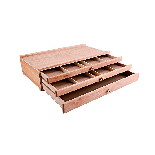 RanRotoy Caja de almacenamiento de madera Portátil para Escritorio,caja de almacenamiento,caballete con 3 cajones,caja de herramientas para dibujar a Lápiz,organizador de artistas para Pinturas