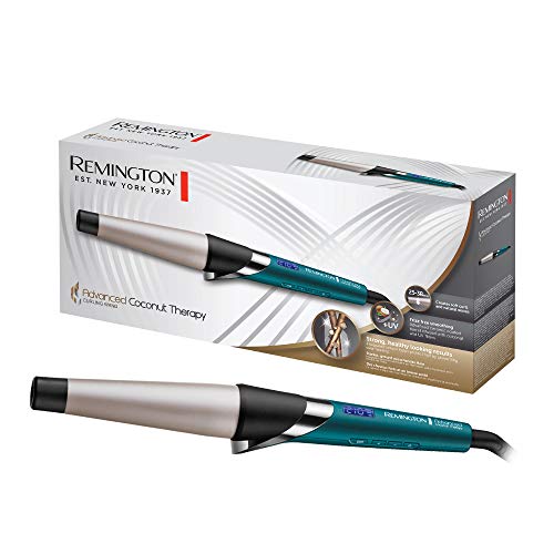 Remington Advanced Coconut Therapy - Rizador de pelo, Barril de 25-38 mm, Cerámica, Digital, Hasta 210 °C, Azul, CI86X8