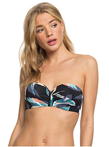 Roxy Printed Beach Classics - Top De Bikini Bandeau Moldeado para Mujer Conjunto De Bikini Bandeau, Mujer, Terra Cotta Flying Flowers S, M