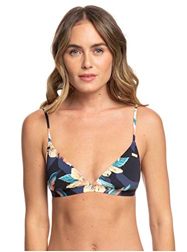 Roxy Printed Beach Classics - Top De Bikini Triangular Fijo para Mujer Conjunto De Bikini Tiki Tri, Mujer, Anthracite tropicoco s, XS
