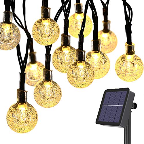 Rpanle Luces Exterior Solar, Luces Led Solares Exteriores 9.5m 50 LED 8 Modos Cadena de Luces Decoracion para Navidad/Terraza/Fiestas/Bodas/Patio/Jardines/Festivales (Blanco Cálido)