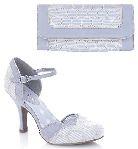 Ruby Shoo Mujer Phoebe Bar Zapatos & Bolso Charleston a juego, color Azul, talla 38 EU