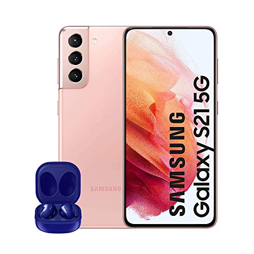 SAMSUNG Smartphone Galaxy S21 5G de 128 GB Rosa & Buds Live Azul [Versión Española]