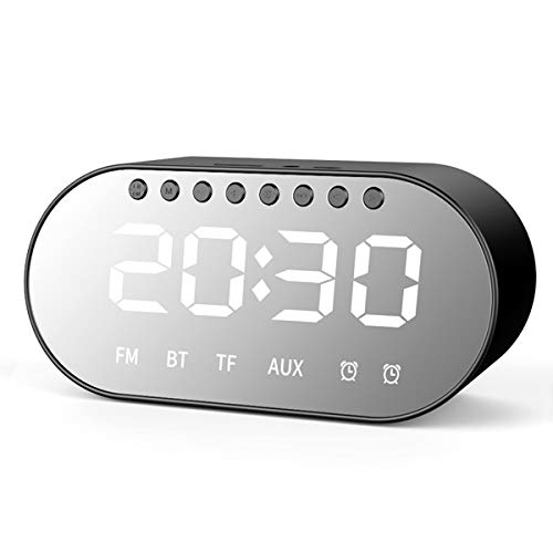SANON Altavoz Bluetooth Inalámbrico Reloj Despertador Multifunción Radio FM Reloj Digital Subwoofer Portátil