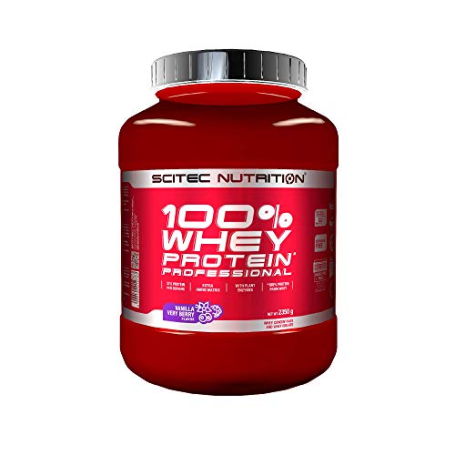 Scitec Nutrition 100% Whey Protein Professional con aminoácidos clave y enzimas digestivas adicionales, 2.35 kg, Vainilla con frutas del bosque