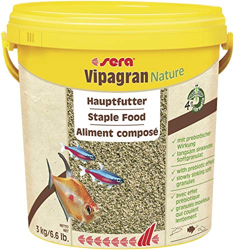 Sera Vipagran Nature Alimento Principal en Forma de granulado Blando con un 4% de harina de Insectos, 10 L