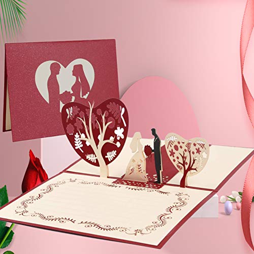 Tarjeta de Felicitación Pop Up 3D, Tarjeta de San Valentín con Sobre, Tarjeta de Felicitación de Boda e Invitación, regalo para el cumpleaños o el aniversario del amante (Casarse)