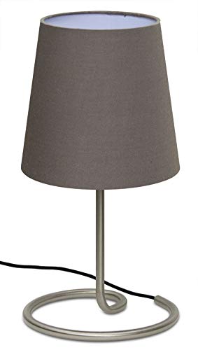 Trango Lámpara de mesa, mesilla de noche, lámpara de escritorio TG2018-05B"Brownie" con pantalla de tela en marrón Ø 170 mm, altura: 325 mm