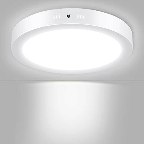 Unicozin – Lámpara LED de techo redonda, sustituye a bombilla de 150 W, 24 W, 2000 lm, blanco frío (6000 K), diámetro de 30 cm, marco de metal, ideal para dormitorio, cocina, salón
