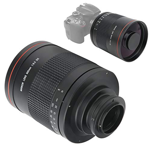 Vbestlife Lente de Espejo telefoto F8.0 de 900 mm con Anillo Adaptador para cámara SLR Nikon AI Mount, para Disparar pájaros y Animales Salvajes