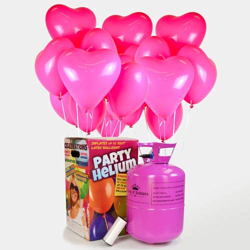 We Are Party Pack Romántico: bombona de Helio Maxi + 50 Globos de látex de Corazón Rosa