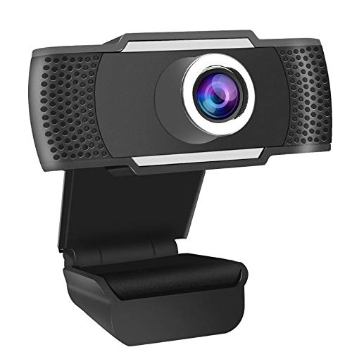 Webcam 1080P Full HD con Micrófono Estéreo USB 2.0, Cámara Web Autofocus con Video/Conferencia/Emisión Directa y Grabación, Compatible con PC Laptop Desktop MacBook Windows Android iOS - Negro