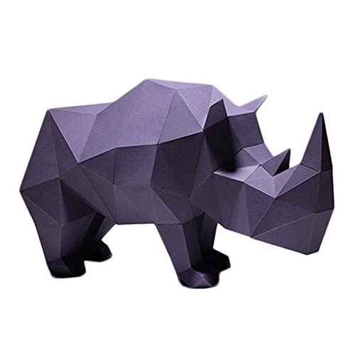 WLL-DP Forma De Rinoceronte Modelo De Papel 3D Hecho A Mano DIY Escultura De Papel De Animal Precortado Arte De Papel Decoración del Hogar Origami Geométrico Rompecabezas De Papel