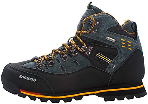 Yaer Botas de Montaña para Hombres, Impermeable Trekking Zapatos para Caminar Botines Al Aire Libre Amarillo Negro 46 EU
