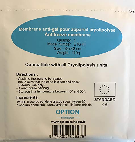 10 Membranas para tratamientos Criolipólisis. Tamaño 34x42 cms (110 g)