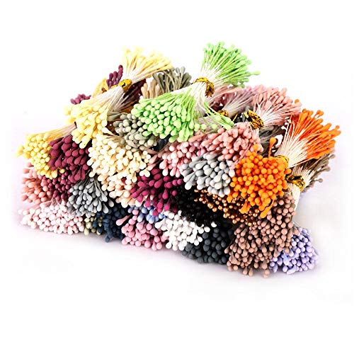 1800 piezas de estambre de flores artificiales, mini pistilo de estambre de flores de 1 mm para decoración de fiestas con 22 colores aleatorios