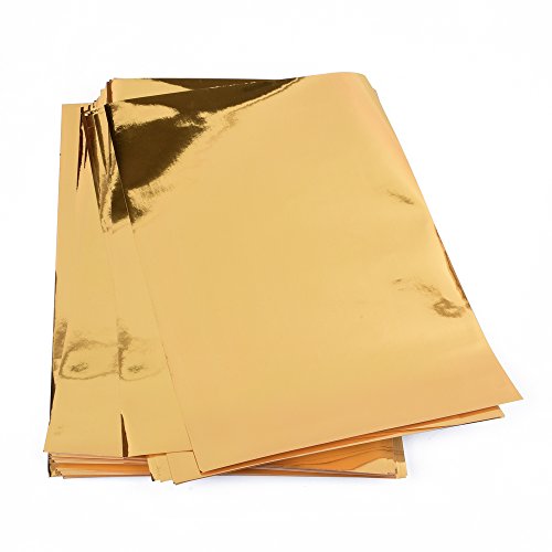 25 hojas de papel metálico dorado, papel dorado brillante para manualidades para pegar diferentes cosas como tarjetas de felicitación, etc. DIN A4