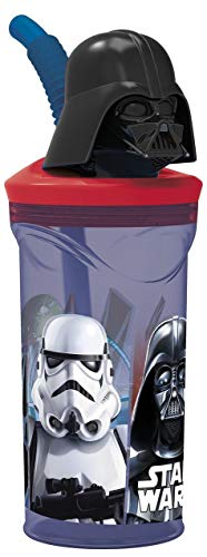 ALMACENESADAN 2230, Vaso caña Figura 3D Darth Vader, Disney Star Wars; Capacidad 350 ml; Producto de plástico; Libre BPA.