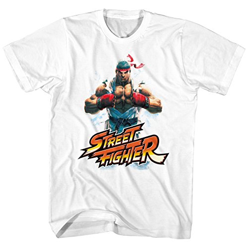 American Classics Street Fighter Ryu - Camiseta de manga corta para adulto - Blanco - XX-Large Alto
