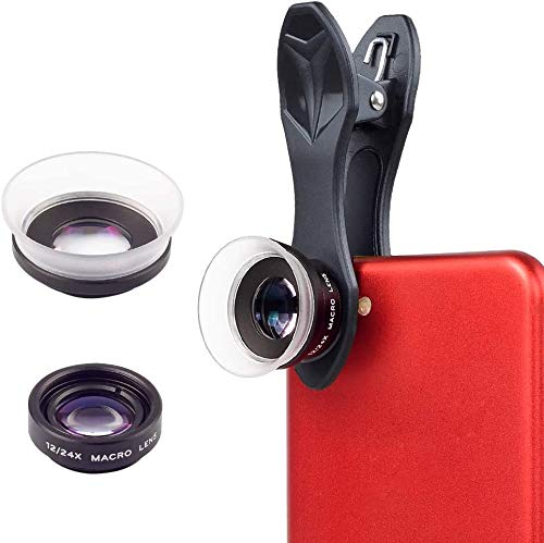 APEXEL 2 en 1 Clip-On Kit de Lentes de la cámara, 12X Macro + 24X Super Macro para iPhone 7/6/6 más, iPad, Samsung Galaxy, Sony y la mayoría de los teléfonos móviles