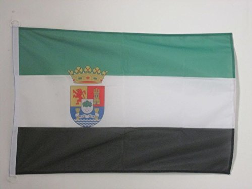 AZ FLAG Bandera de Extremadura 150x90cm Uso Exterior - Bandera EXTREMEÑA 90 x 150 cm Anillos