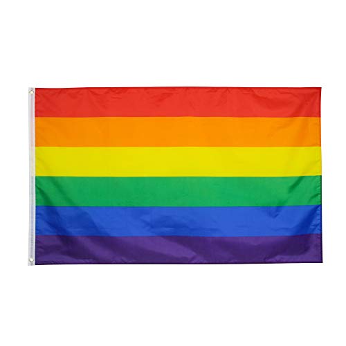 Baanuse 90x150cm Bandera Arcoíris, Doble Costura, con Ojales de Latón, Arcoiris Orgullo Gay LGBT Festival Celebración Diversidad