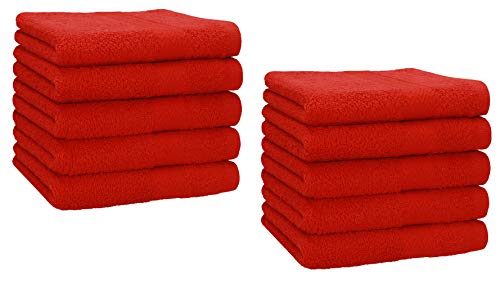 Betz 10 Toallas de Cara 30x30cm Premium 100% algodón Color Rojo
