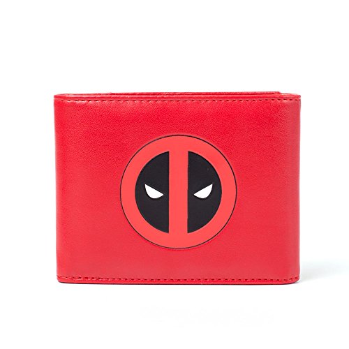 Bioworld Marvel Comics Deadpool Face Tri-Fold Wallet, Red/Black (MW261704DEA) Monedero, 17 cm, Rojo (Red)