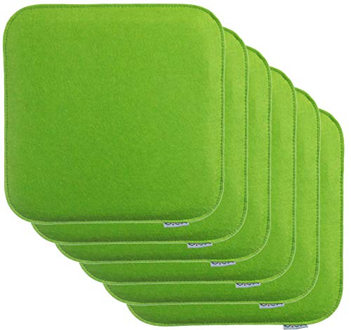 Brandsseller Cojín de fieltro rectangular para silla, acolchado, 35 x 35 x 2 cm, pack de 6 unidades, color verde