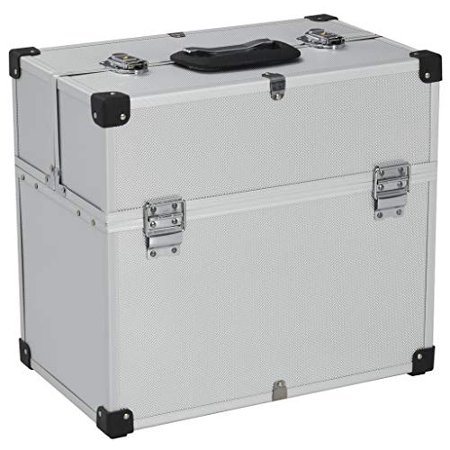 Caja de herramientas aluminio plateado 43,5x22,5x34 cm