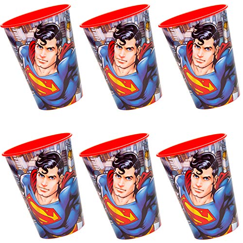 cama24com Vasos de plástico de Superman, 6 unidades, diseño de superhéroes con pegatina Palandi®
