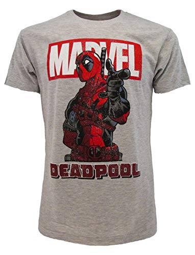 Camiseta Deadpool original gris, producto oficial Marvel, camiseta unisex gris M