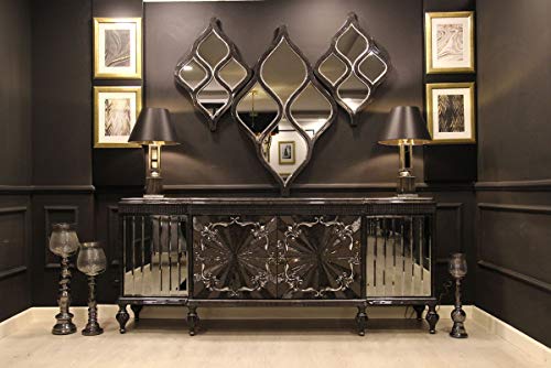 Casa Padrino Conjunto de Muebles barrocos de Lujo aparador y 3 Espejos de Pared Gris/Negro/Plata - Muebles Barrocos - Noble y Magnífico - Calidad de Lujo