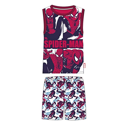 Cerdá Pijama Niño de Spiderman-Camiseta + Pantalon de Algodón Juego, Rojo, 6 años para Niños
