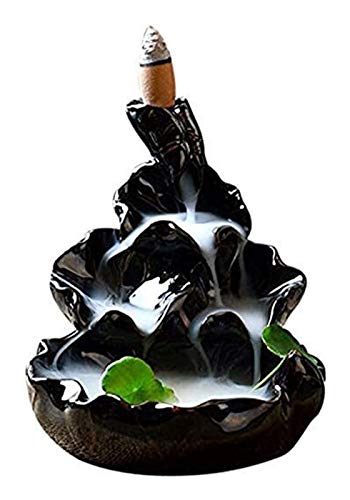 chyus Esmalte de cerámica Incienso de Fumar Cono Quemador de Cono de Espalda Censura de la Torre del Flujo (Negro)