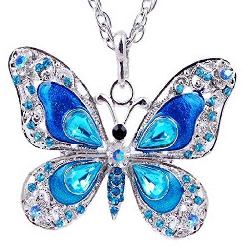 Colgante mariposa con la novia Día esmalte y cristales de plata azul de la joyería ideas del regalo de la madre