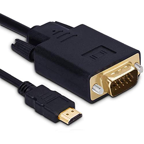 Convertidor de cable HDMI a VGA, chapado en oro de 1,8 m HDMI a VGA (macho a macho) para ordenador, escritorio, portátil, PC, monitor, proyector, HDTV, Xbox.