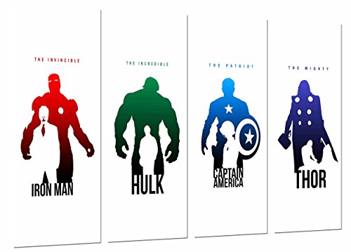 Cuadros Cámara Poster Fotográfico Iron Man, Hulk, Capitan America y Thor, Los Vengadores, The Avengers, Multicolor, 131 x 62 cm XXL