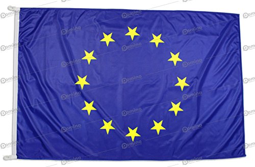 Domina Pubblicita Bandera Europa 150x100 cm en Tela náutico 115g/m², Bandera unión Europea 150x100 Lavable, Bandera UE 150x100 con cordón, Doble Costura perimetral y Cinta de Refuerzo