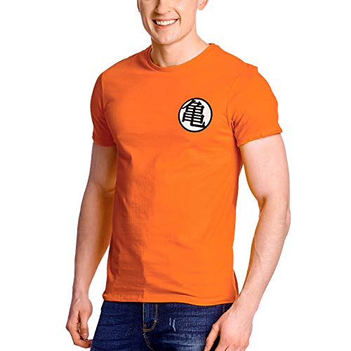Elbenwald Camiseta de Hombre de Dragon Ball Kaio Kame Symbol Distressed algodón Naranja - L