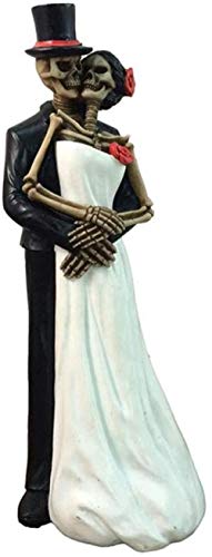 Escultura,Estatua Accesorios para El Hogar Escultura Resina Calavera Esqueleto Pareja Decorada Figuras De Boda Novia Y Novio