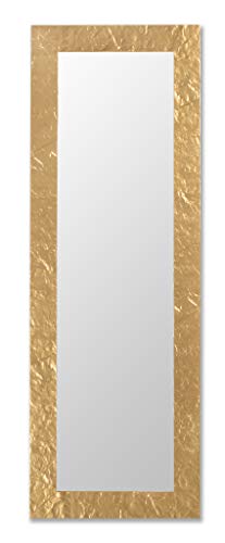 Espejo con Marco de Madera Moderno Oro Dorado cm. 50x145 Hecho a Mano. Made in Italy. Colgar Vertical y Horizontal