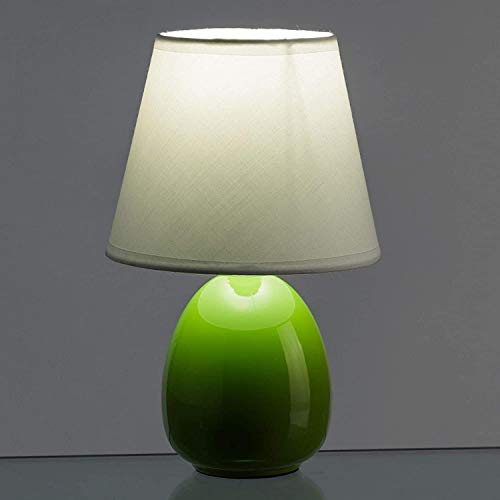 EURASIA® Lámparas de Mesita de Noche - Lámpara de Cerámica en Colores Tendencia - Medidas 15 x 15 x 24,50 cm (Verde)